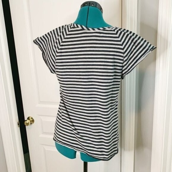 Thakoon Stripe Nautical Short Sleeve Cotton Casual T Shirt - Picture 5 of 8
